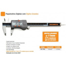Paquímetro Digital Com Dígitos Grandes Capacidade 0-150mm/6" Digimess 100.174BL